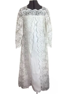 Vtg 60s/70s Lace A-Line Wedding Dress Size S
